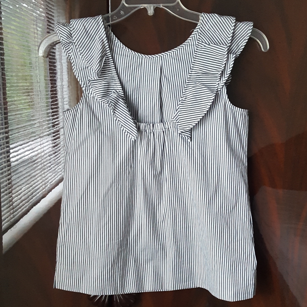 J. Crew Sleevless Striped Ruffle Top - Picture 5 of 10